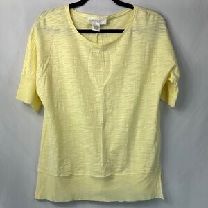Workshop Republic Clothing Light Yellow Short Sleeve Raw Hem Top